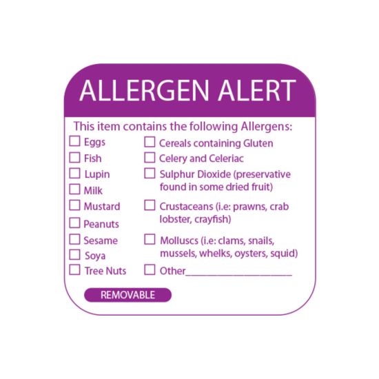 Allergen Safety Food Labels 50 X 50mm - Roll Of 500 FL1051 Allergen Safety Food Labels 50 X 50mm - Roll Of 500 FL1051