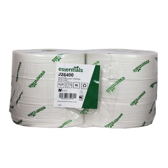 Maxi Jumbo Toilet Roll 400m 2ply White - Pack Of 6 PAP1011
