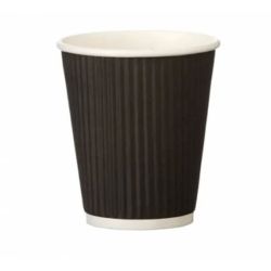 Black 12oz Squat Triple Wall Ripple Cup - Box 500