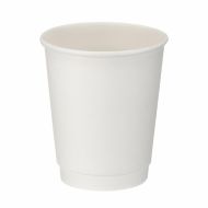 8oz White Double Wall Hot Cup (PE Lined) - Box 500
