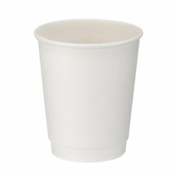 8oz White Double Wall Hot Cup (PE Lined) - Box 500