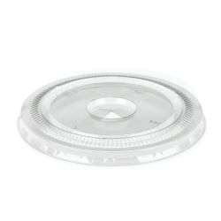 12oz Clear rPET Flat Cold Cup Lid with Straw Slot 12oz Clear rPET Flat Cold Cup Lid with Straw Slot