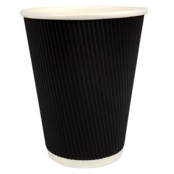 Black 8oz Ripple Wall Hot Drink Cup - Pack of 25