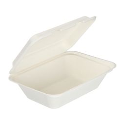 White Bagasse Clamshell Box 7x5 Inch  - Box of 500