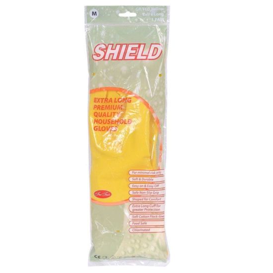 Extra Long Yellow Rubber Gloves - Medium - Pair PP1013