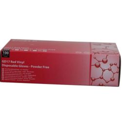 Red Vinyl Powder Free Gloves - Medium - Box Of 100