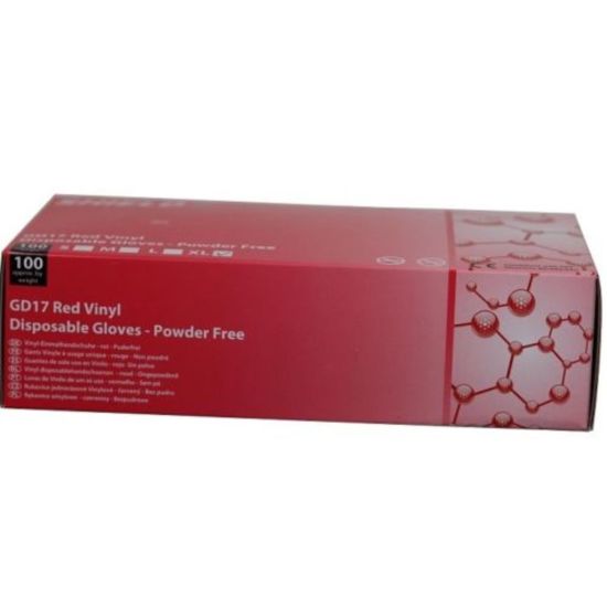 Red Vinyl Powder Free Gloves - Large - Box Of 100 PP1041 Red Vinyl Powder Free Gloves - Large - Box Of 100 PP1041
