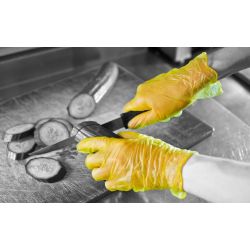 Yellow Vinyl Powder Free Gloves - Medium - Box Of 100