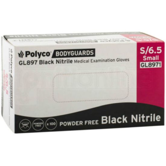 Black Nitrile Powder Free Gloves - Small - Box Of 100 PP1071 Black Nitrile Powder Free Gloves - Small - Box Of 100 PP1071