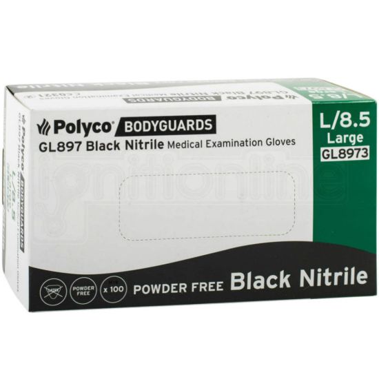 Black Nitrile Powder Free Gloves - Large - Box Of 100 PP1073