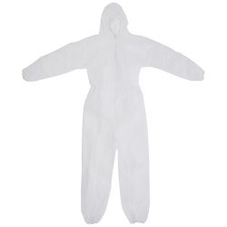 White Disposable Hooded Spray Suit Overall Non Woven - Large