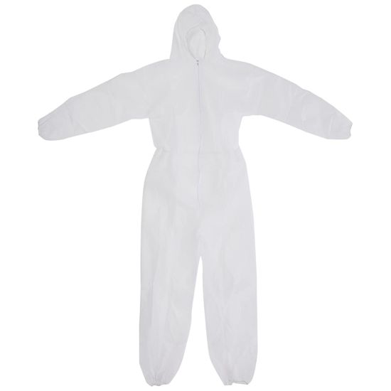 White Disposable Hooded Spray Suit Overall Non Woven - Large