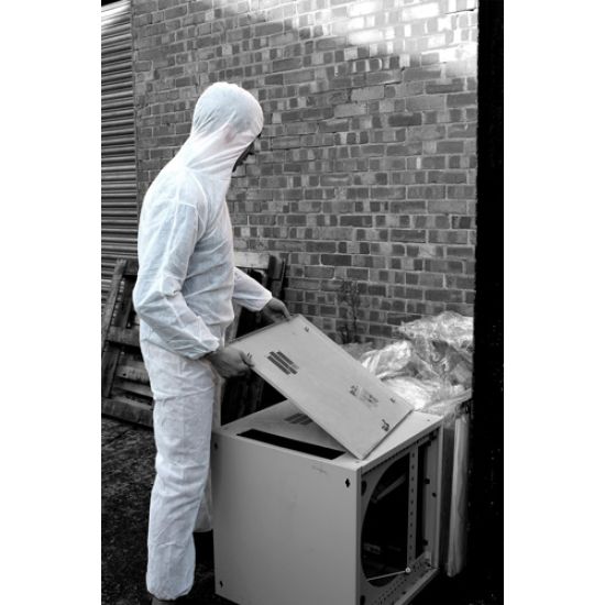 White Disposable Hooded Spray Suit Overall Non Woven - Medium White Disposable Hooded Spray Suit Overall Non Woven - Medium