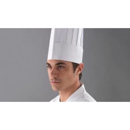 White Disposable Classic Style Chefs Hats 250mm Height - Pack Of 50 PP2043