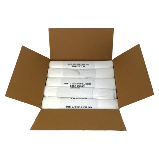 White Strong 13x23x30 Inch Swing Bin Liners - Box Of 500 WM1021