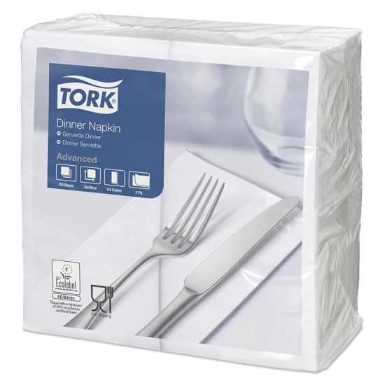 Dinner Napkins 2 Ply 8 Fold 39cm White Qty 1800 IG 477554