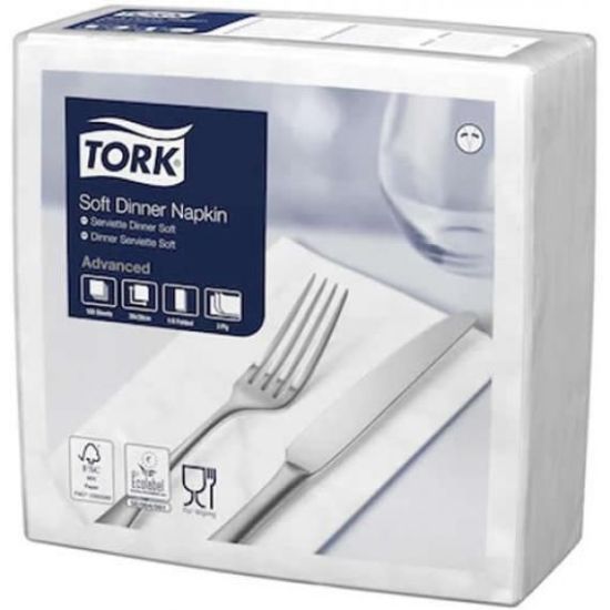 Dinner Napkins 3 Ply 8 Fold 39cm White Qty 1200 IG 477579