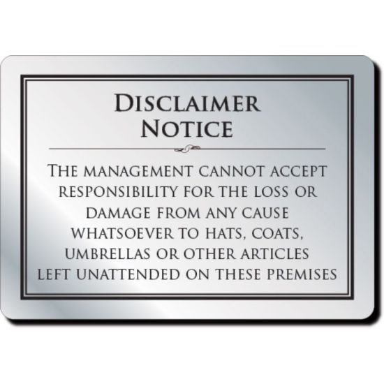 Disclaimer Notice Bar & Restaurant SiGastronorm 14.8 X 21cm IG BL013 Disclaimer Notice Bar & Restaurant SiGastronorm 14.8 X 21cm IG BL013