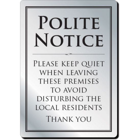 Polite Notice Bar & Restaurant SiGastronorm 29.7 X 21cm IG BL020 Polite Notice Bar & Restaurant SiGastronorm 29.7 X 21cm IG BL020