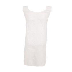 Deluxe 16 Micron Plastic, White Disposable Aprons (1 X 100)