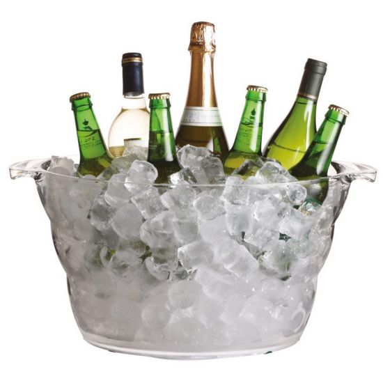 Clear Acrylic Large Oval Drinks Pail/Cooler 47 X 28 X 23cm IG KCBCPAILACR