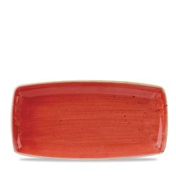 Stonecast Berry Red X Squared Oblong Plate 13.75 Inches Box 6