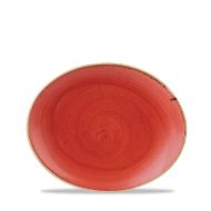 Stonecast Berry Red Orbit Oval Coupe Plate 7.75 Inches Box 12