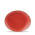Stonecast Berry Red Orbit Oval Coupe Plate 7.75 Inches Box 12