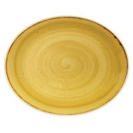 Stonecast Mustard Orbit Oval Coupe Plate 7.75 Inches Box 12