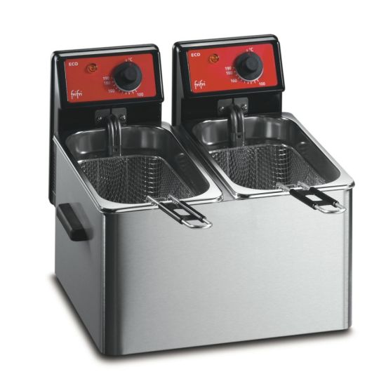 FriFri Eco 4 + 4 Electric Counter-top Twin Tank Fryer - 2 Baskets - W 384 Mm - 2 X 3.2 KW LIN 650103