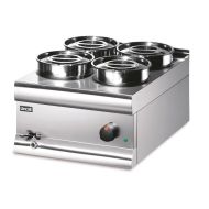 Silverlink 600 Electric Counter-top Bain Marie - Wet Heat - Round Pots - Base + 4 Pots - W 450 Mm - 1.0 KW