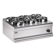 Silverlink 600 Electric Counter-top Bain Marie - Dry Heat - Round Pots - Base + 6 Pots - W 750 Mm - 1.0 KW