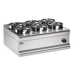 Silverlink 600 Electric Counter-top Bain Marie - Dry Heat - Round Pots - Base + 6 Pots - W 750 Mm - 1.0 KW