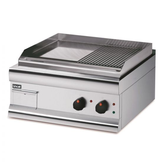 Silverlink 600 Electric Counter-top Griddle - Twin Zone - Half-Ribbed Plate - Extra Power - W 600 Mm - 5.6 KW LIN GS6-TR-E