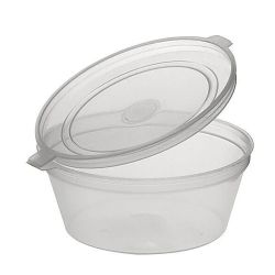2oz Hinged Plastic Sauce Cup and Lid - Box 1000