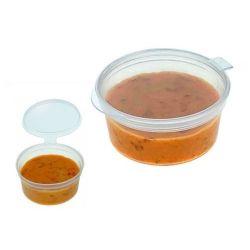 2oz Hinged Plastic Sauce Cup and Lid - Box 1000