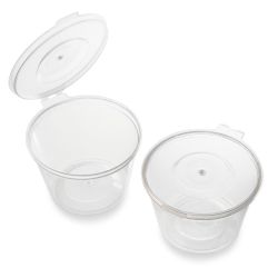 4oz Hinged Plastic Sauce Cup and Lid - Box 500