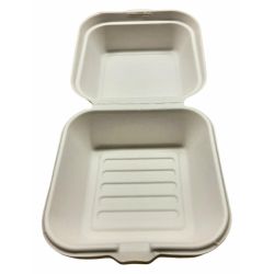 White Bagasse Clamshell Box - 153 x 153mm - Box 500