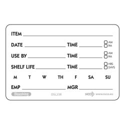 White Dissolving Shelf Life Label 50mm x 75mm - Roll 250