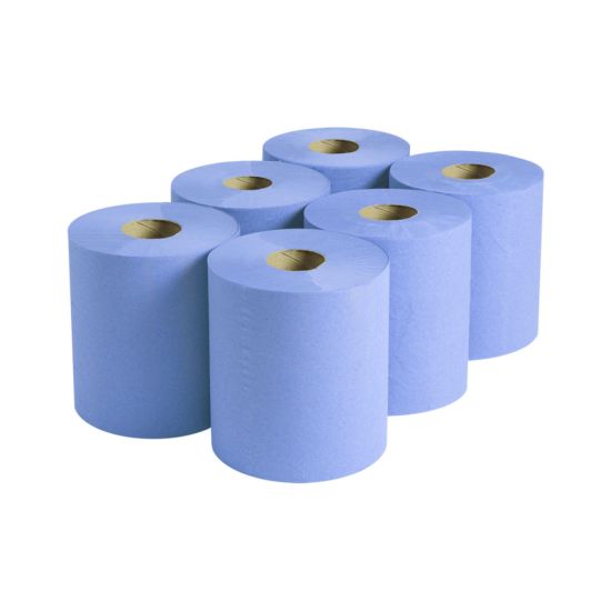 Centrefeed Roll 120m 2ply Blue - Pack Of 6 PAP2006 Centrefeed Roll 120m 2ply Blue - Pack Of 6 PAP2006