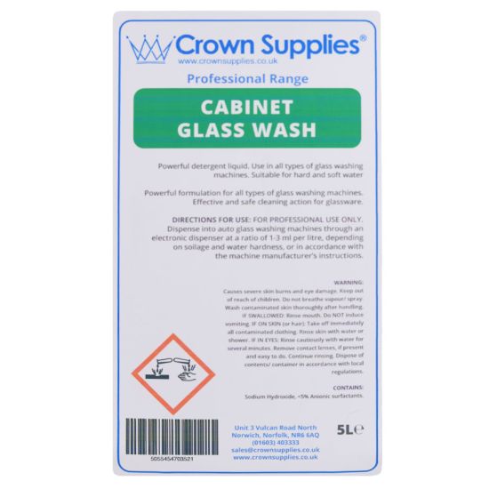 Cabinet Glasswash Detergent 5 Litre for Glass Washing Machines