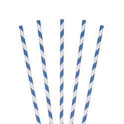 Paper Drinking Straw - Blue & White 100% Biodegradable 8inch - Pack of 250