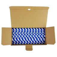 Paper Drinking Straw - Blue & White 100% Biodegradable 8inch - Pack of 250