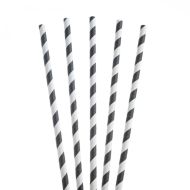 Black and White Stripe Paper Straws 8 Inch (200mm) x 6mm Bore - Pack 250