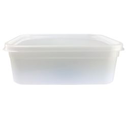 Rectangular ice Cream Container with Lid - 2 Litre - Stackable Recyclable Polypropylene - Pack of 20