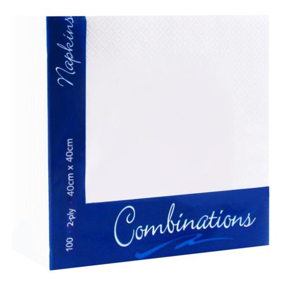 White 40cm 2ply Napkins - Case of 2000 (20 x 100) PAP4121#PK20