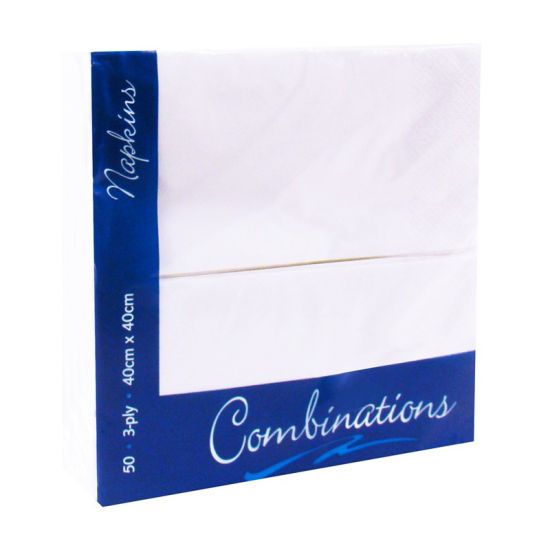 White 40cm 8-Fold 3ply Napkins - Box of 1000