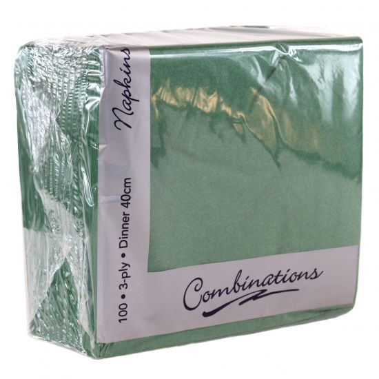 Green 40cm 3ply Napkins - Pack Of 100 PAP4146