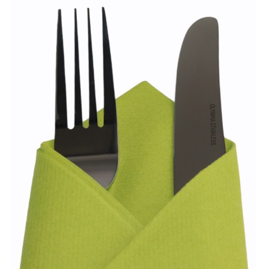 Kiwi Green Linen Feel Luxury Airlaid Paper Napkins 40cm Pack of 50