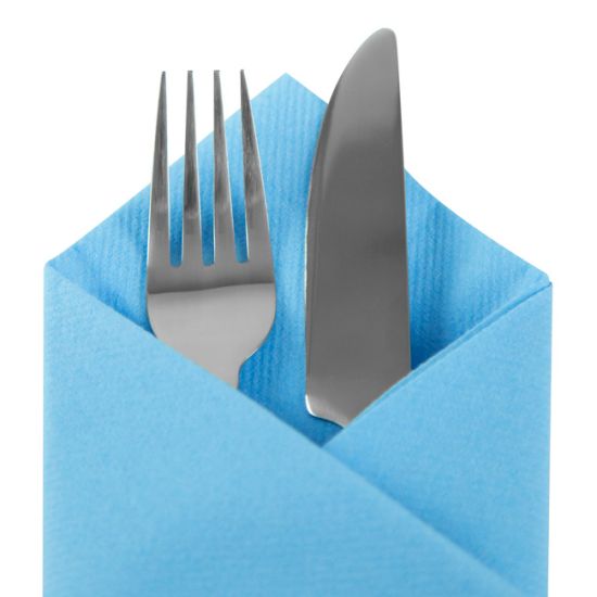Baby Blue Linen Feel Luxury Airlaid Paper 40cm Napkins Pack of 50 Baby Blue Linen Feel Luxury Airlaid Paper 40cm Napkins Pack of 50